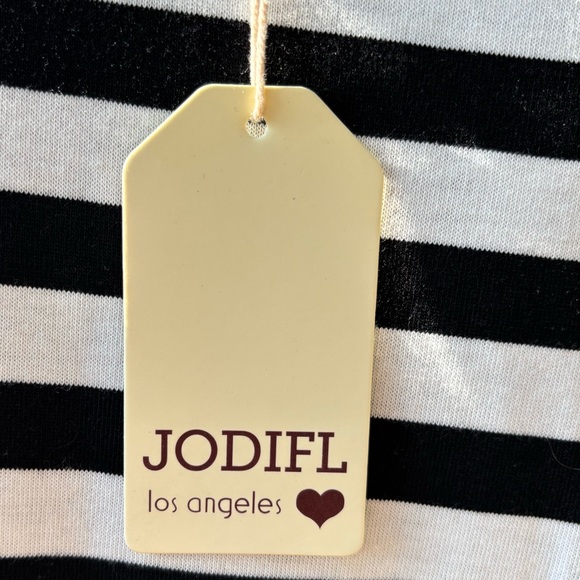 New Jodiful Black & White Stripe Long Sleeve Top with Tiered Ruffle Hem Size L - Picture 3 of 7